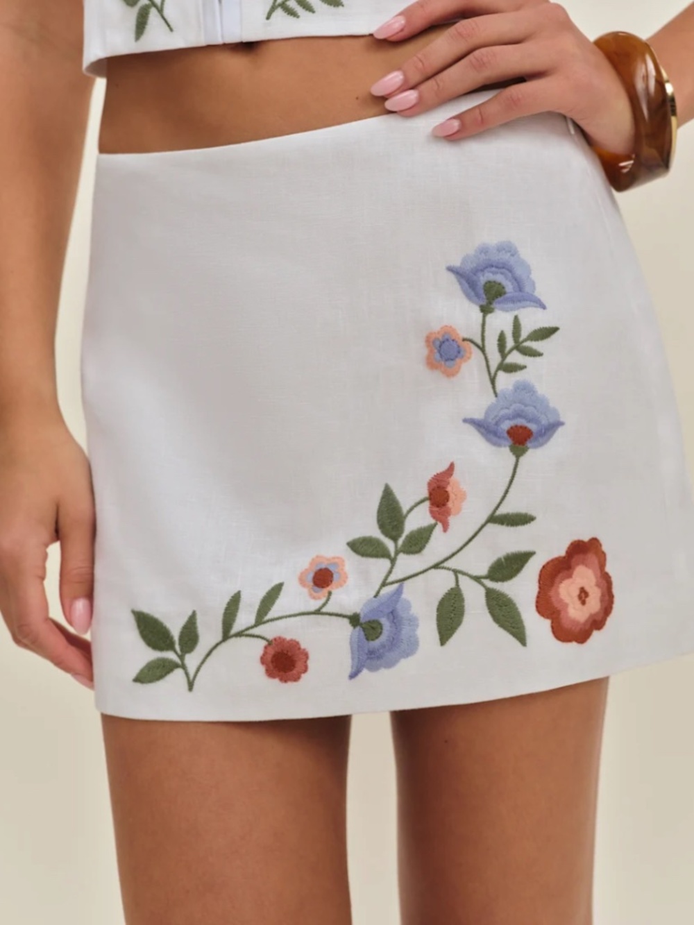NWT Reformation Ren Linen Mini Skirt
